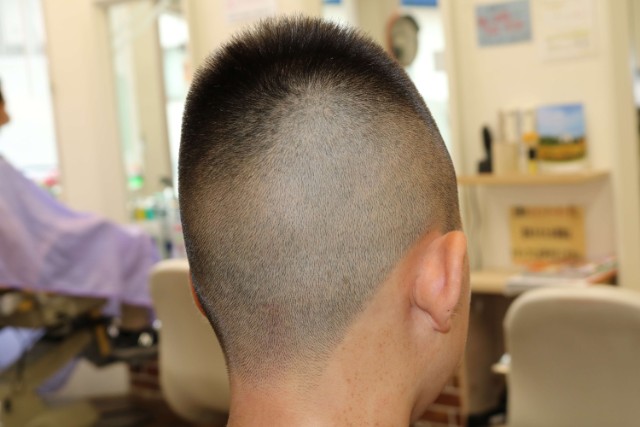 小学生モヒカンヘアスタイルの右後ろから見た画像